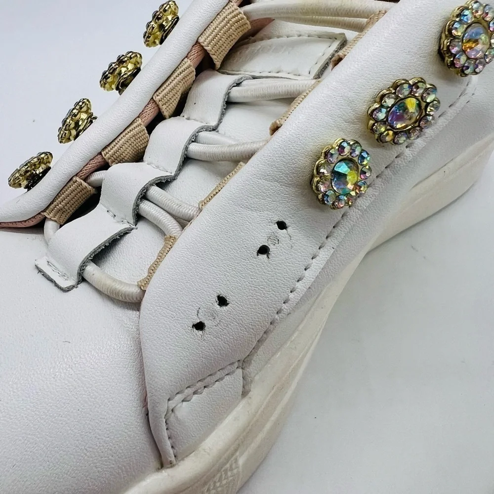 KURT GEIGER GIRLS SLIP ON MINI LAVIAH SNEAKERS WITH CRYSTAL ACCENTS SIZE 11 MOS